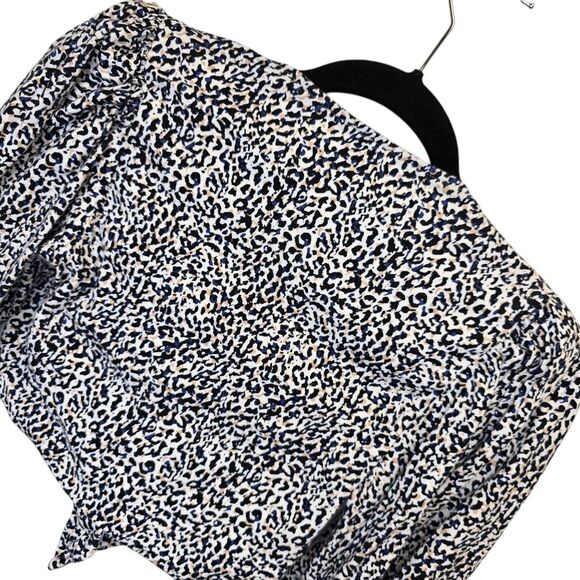 Express Women's XXS Animal Print Long Sleeve Tie-Front Long Sleeve Crop Top - Picture 12 of 16